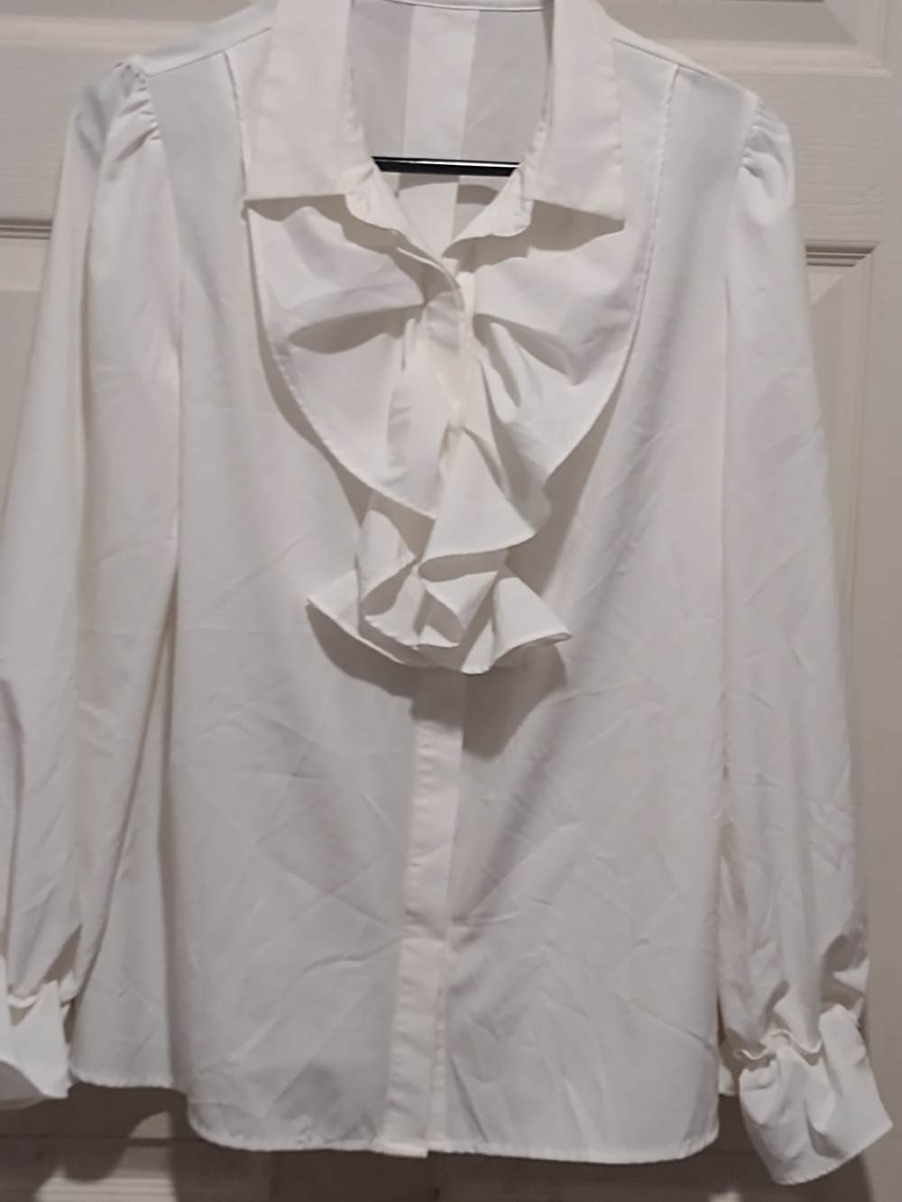 Choies White Ruffle-Front Dress Shirt